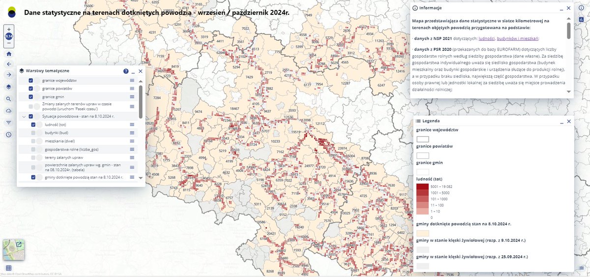 StatPoland's tweet image. The map has been published in the #GeostatisticsPortal showing updated #StatisticalData as of 08.10. in a kilometre grid and concerning the area of crops determined by satellite remote sensing methods in the areas covered by #Flood2024.

geo.stat.gov.pl/app/cat/

#StatsPoland
