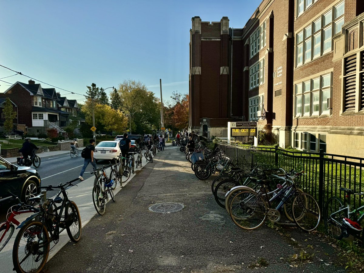 AlexDRMather's tweet image. Vehicles ridden to school by students and teachers who @PrabSarkaria and @fordnation would apparently rather have not made it in safely today.