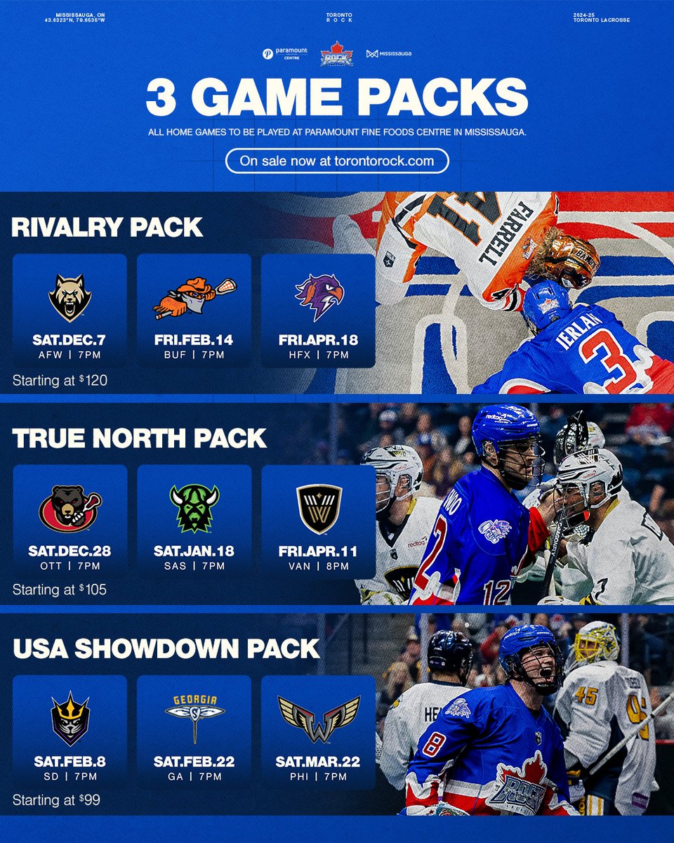It's pick-a-pack of games day!

Grab tickets to 3 games and SAVE!

BUY NOW: bit.ly/3gamepacks

#RockCity🎸