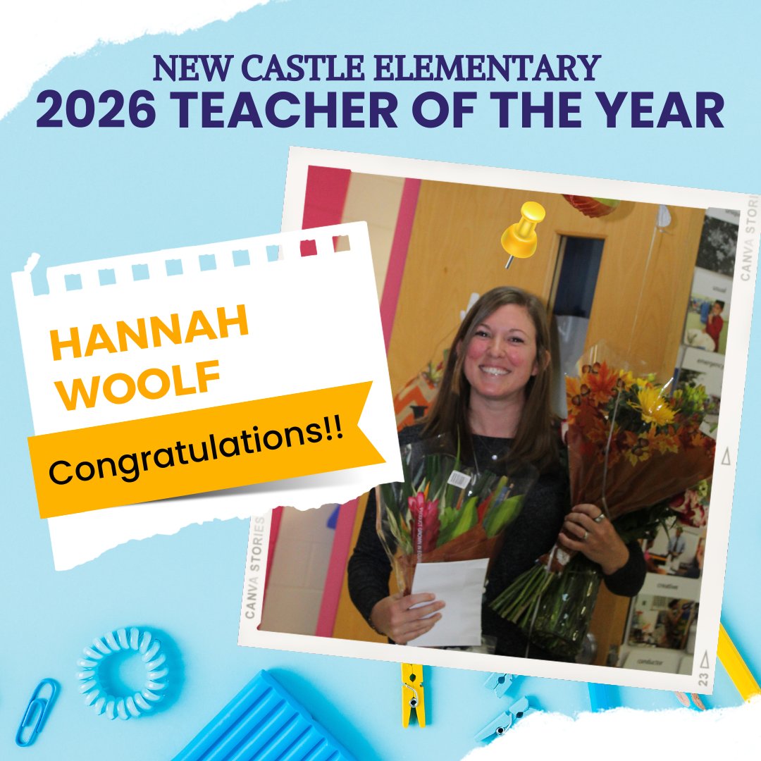 New Castle ES (@newcastlees_vb) on Twitter photo Hannah Woolf has been named our 2026 Teacher of the Year! Hannah’s passion for teaching and unwavering commitment to her students make her truly deserving of this honor. Join us in celebrating her incredible achievement! 🎉👏
<a href="/vbschools/">VBSchools</a> <a href="/dragon_pta/">Dragon PTA</a> <a href="/HAQuinn_VB/">Heather Quinn</a> #teacheroftheyear Hannah Woolf has been named our 2026 Teacher of the Year! Hannah’s passion for teaching and unwavering commitment to her students make her truly deserving of this honor. Join us in celebrating her incredible achievement! 🎉👏
<a href="/vbschools/">VBSchools</a> <a href="/dragon_pta/">Dragon PTA</a> <a href="/HAQuinn_VB/">Heather Quinn</a> #teacheroftheyear