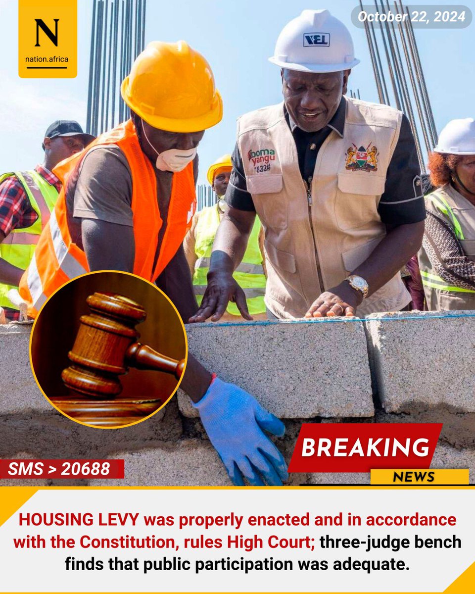 OliverMathenge's tweet photo. Court rules that the Housing Levy is legal and there was adequate public participation. https://t.co/zS3N63svnX