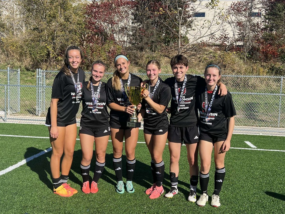MiraPetri's tweet photo. Your 2024/2025 Wisconsin State Cup Champions!! So incredibly proud of this team and the hard work we’ve put in. Also so happy we could bring the gold trophy home during my last club season. 

@ImYouthSoccer @WisconsinSoccer @WIYouthSoccer @56ers07G https://t.co/wsXBjECiME