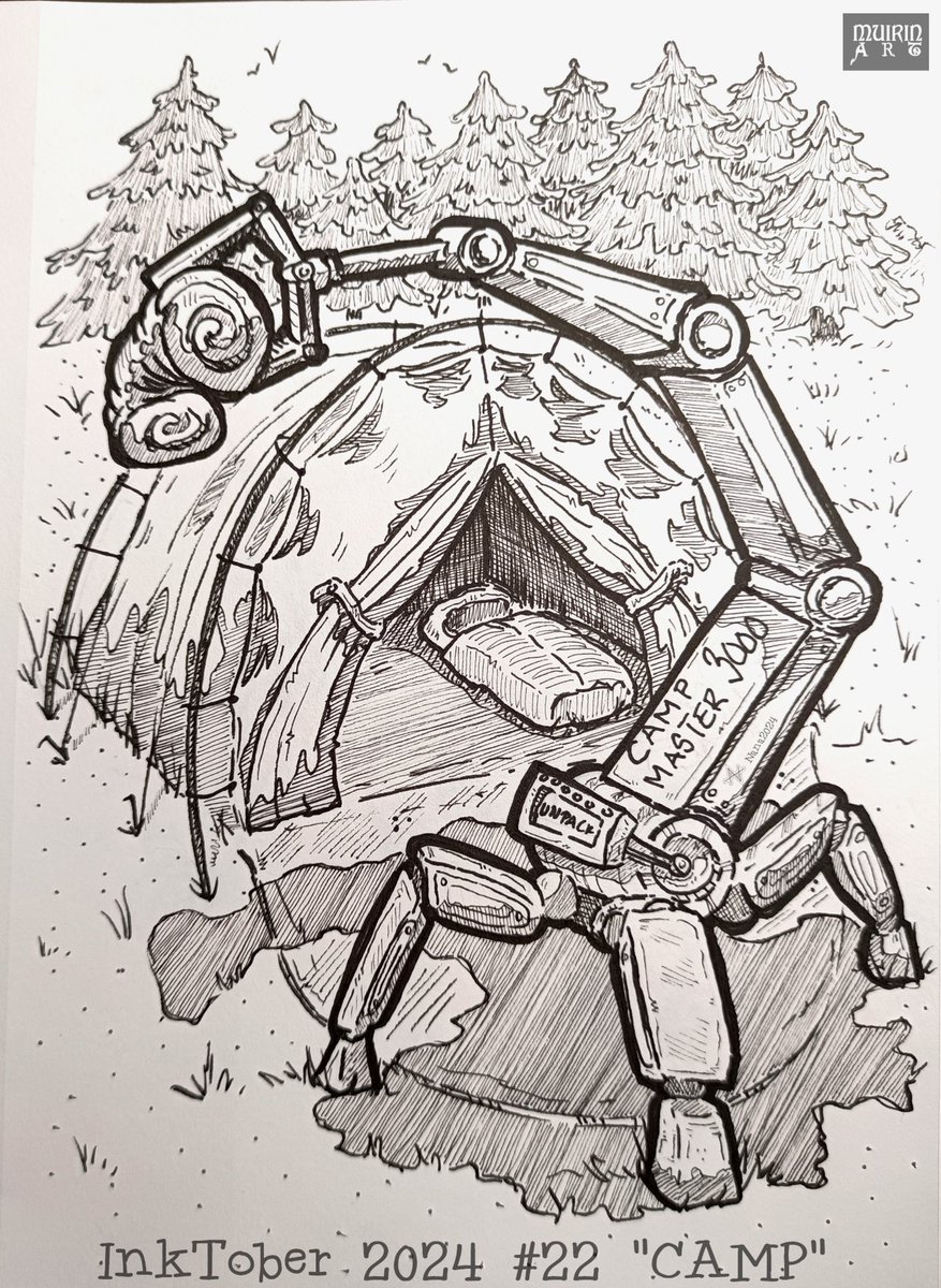 NanaHonkonen's tweet image. #Inktober2024 #22 &quot;CAMP&quot;
#PigmaMicrons on #sketchbook 

#camp #inktobercamp #robots #muirinartinktober2024 #muirinartrobots #drawingchallenge #drawing #draw #art #arte #illustrations #inktober #finland #suomitaide #suomi #taide #inktoberfinland @inktober @drawmearobot