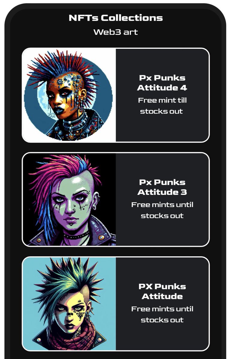 saraknavesSK's tweet photo. If u donโt already have my
๐จfree Punks
โก๏ธ go on my link in bio and get them!
โก๏ธ @manifoldxyz @base
โก๏ธjust gas fees
#freenft #nftartiฬst #pixelpunk https://t.co/GADQsgCbDQ