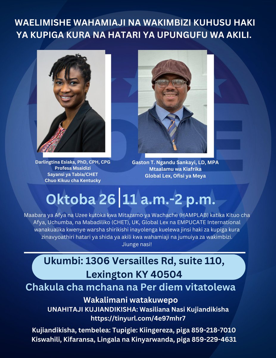 hamplab's tweet image. On October 26, 2024, our lab will participate in a workshop on how civic disengagement can be an (in)direct risk factor for dementia in immigrant and refugee communities. We hope to see you there! @dkesiaka
