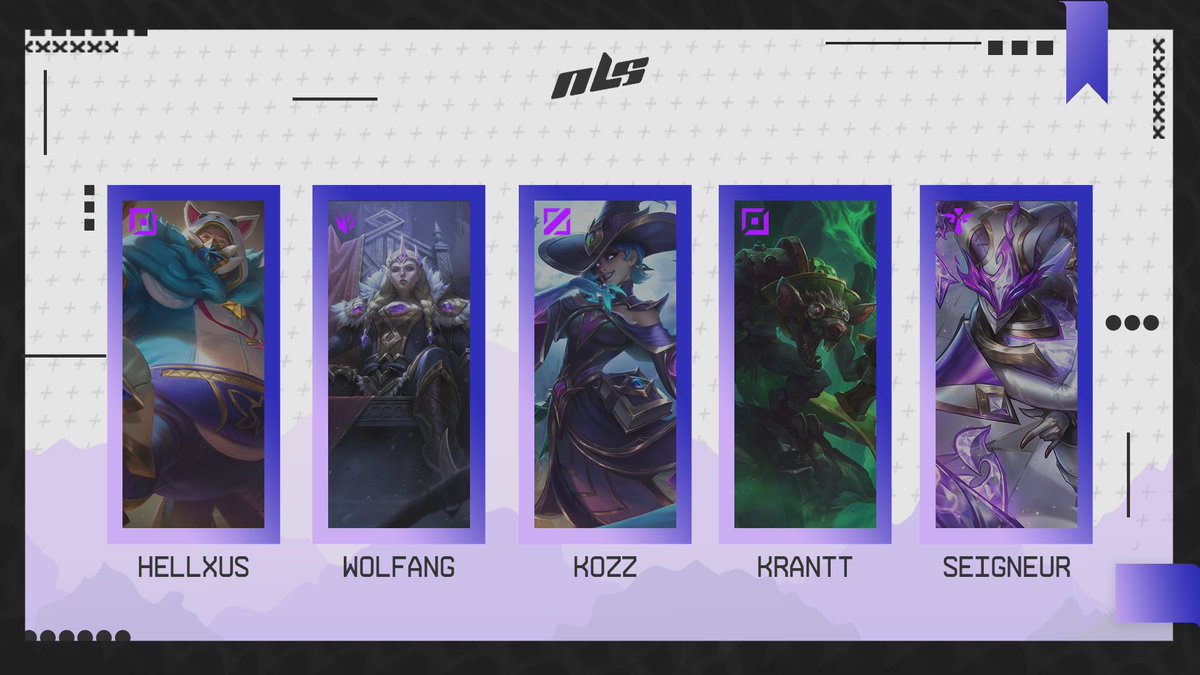 Nous sommes ravis de l'annoncer ! 
NLS Esport se lance enfin dans la NanteArena sur #LeagueOfLegends 

Accueillons comme il se doit nos joueurs : 

🟣 Hellxus
🟣 <a href="/wolfaangg/">Wolfaangg</a> (C)
🟣 K0zZ
🟣 Krantt
🟣 Seigneur

Prêts à marquer l'histoire, en compte sur vous pour nous soutenir !