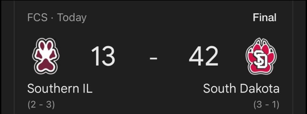 If it makes you feel any better, southern Illinois scored more on us than you did to NDSU!🤣🤣🤣