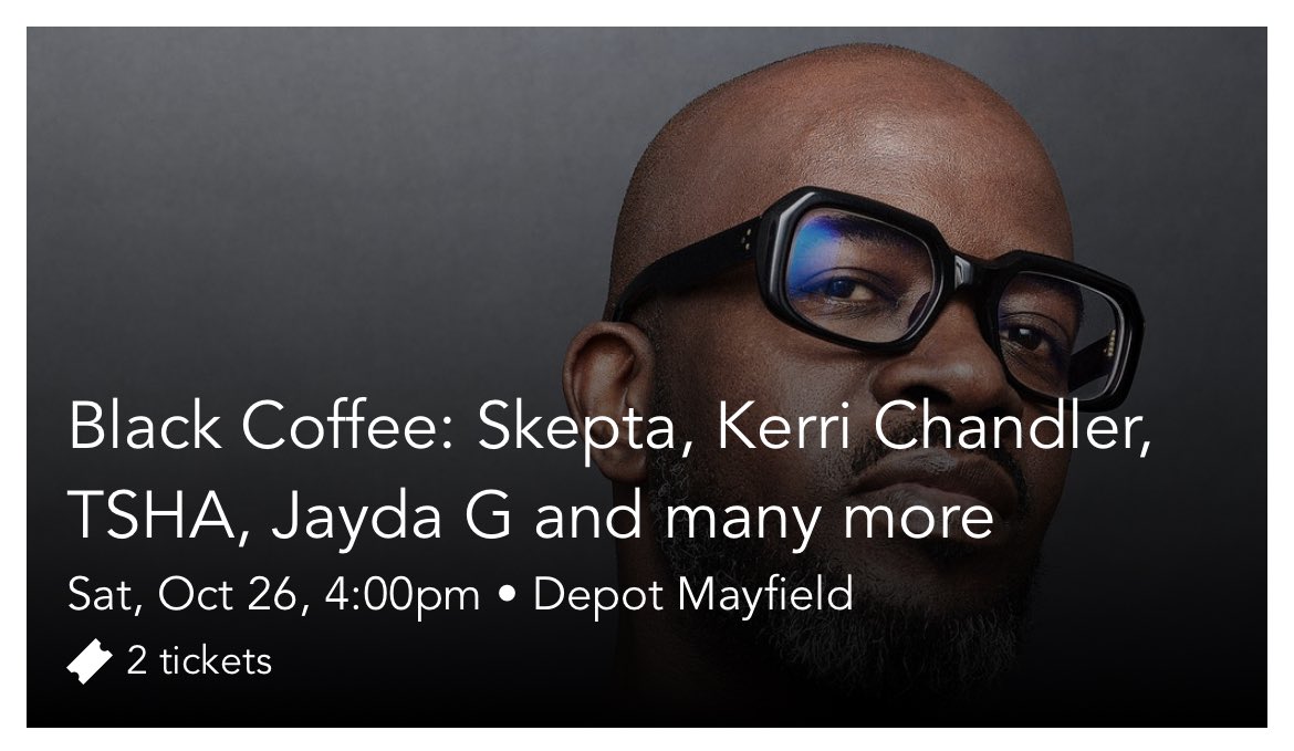 amycheeseman's tweet photo. Selling 2 tickets for Black Coffee @ Warehouse Project on Saturday https://t.co/U0fYpC5bdV