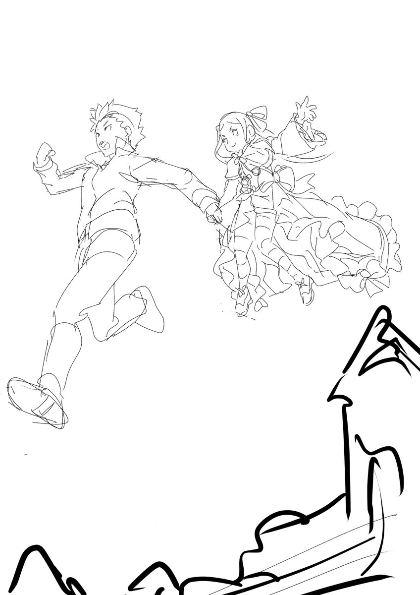 いつも大ラフはこんな感じ
大ラフのほうがいい感じの描けてるときもあって難しい.... 