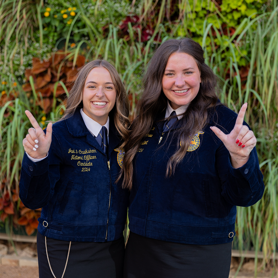 OSU Ferguson College of Agriculture (@okstateferguson) on Twitter photo We wish Kylee Falasco and Jael Cruikshank all the best as they head into the 97th annual <a href="/NationalFFA/">National FFA</a> Convention as candidates for national office! The #FergusonFamily is cheering you on from Stillwater!
#FFA24 We wish Kylee Falasco and Jael Cruikshank all the best as they head into the 97th annual <a href="/NationalFFA/">National FFA</a> Convention as candidates for national office! The #FergusonFamily is cheering you on from Stillwater!
#FFA24