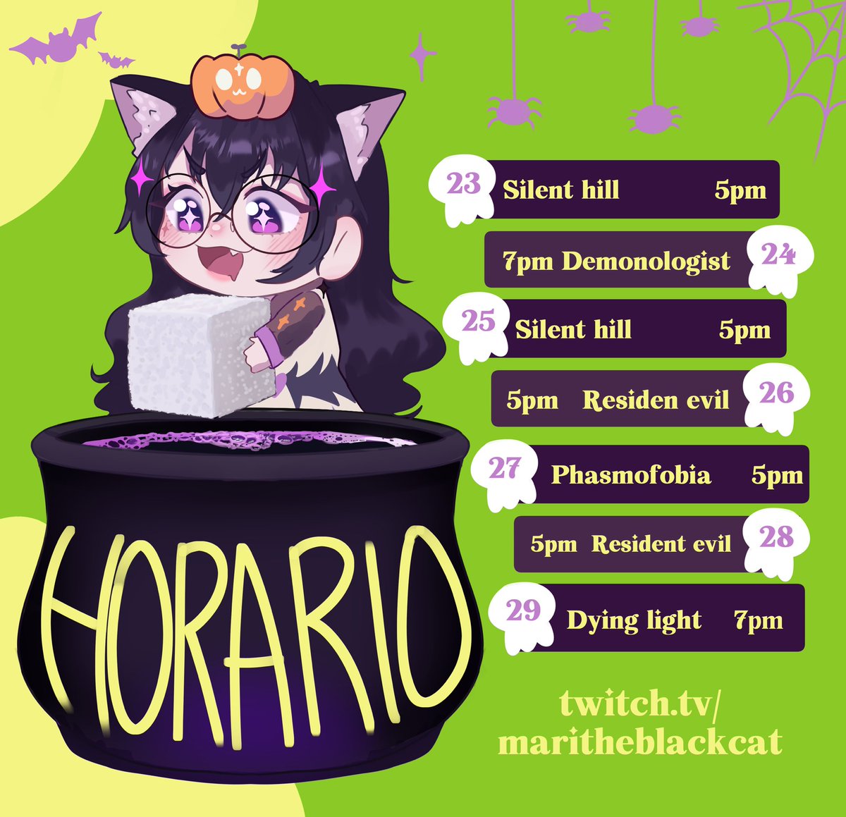 Nos vemos en twitch el día de mañana con maraton de jueguitos de terror!! twitch.tv/maritheblackcat