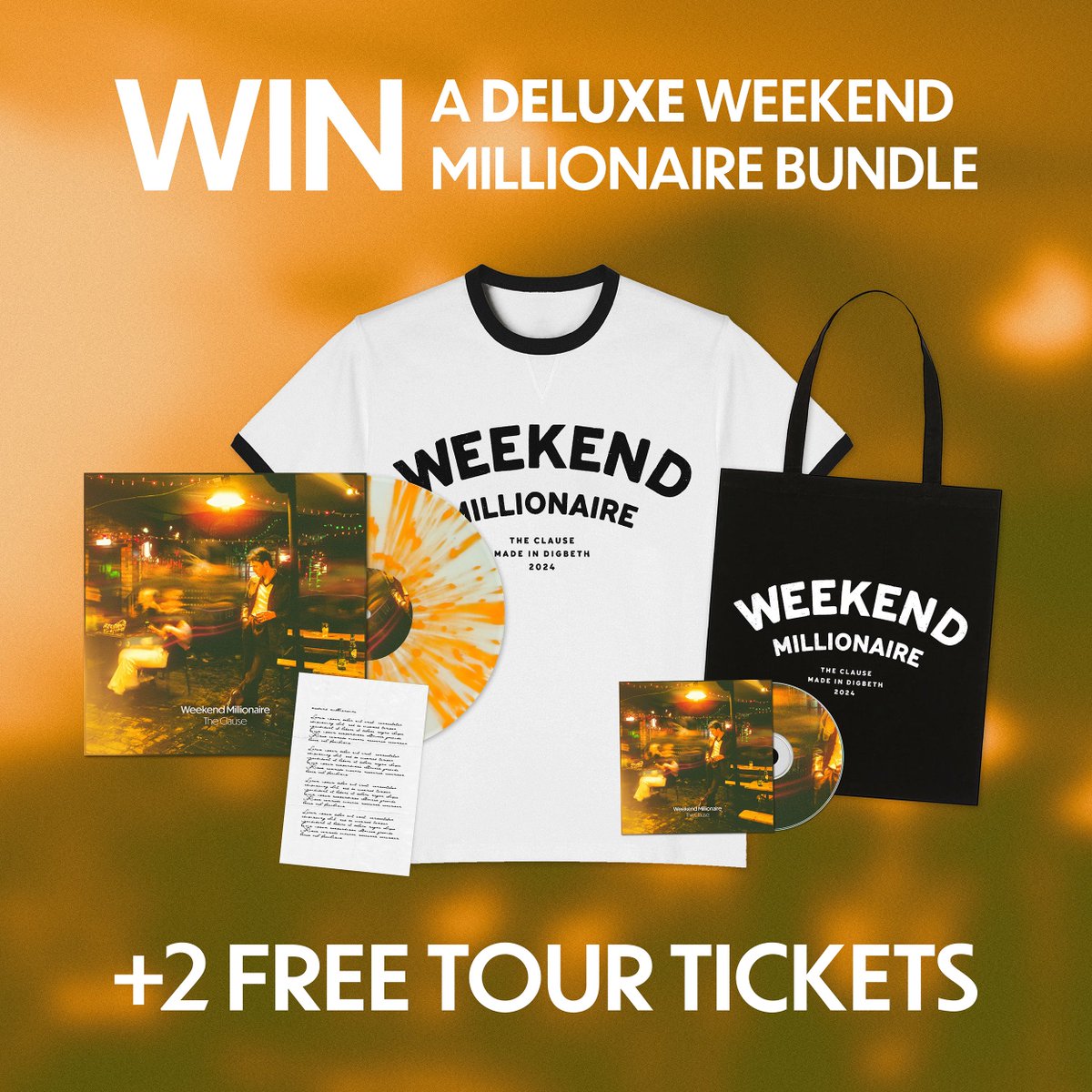 GIVEAWAY!

We’re giving away a merchandise bundle and x2 tickets for our biggest ever tour. All you have to do to win is purchase our latest  EP ‘Weekend Millionaire’ on <a href="/iTunes/">iTunes</a>!

Pop a screenshot in the comments and we’ll pick a winner THIS FRIDAY!

Good luck x