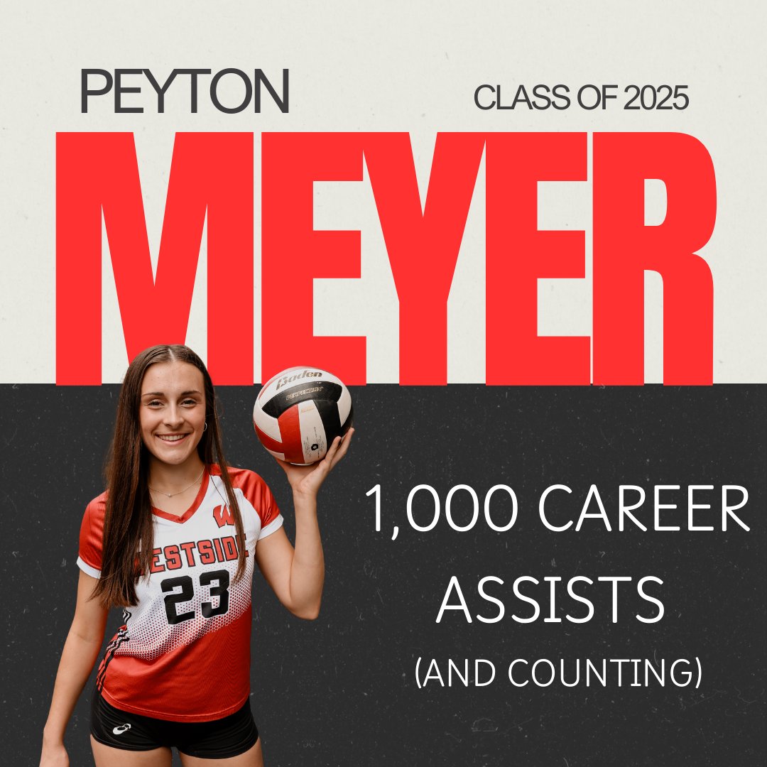 Another Warrior career milestone has been hit! 

Congratulations to senior setter Peyton Meyer on passing 1,000 career assists! Despite an injury at the end of last season, this girl came back stronger and better than ever!