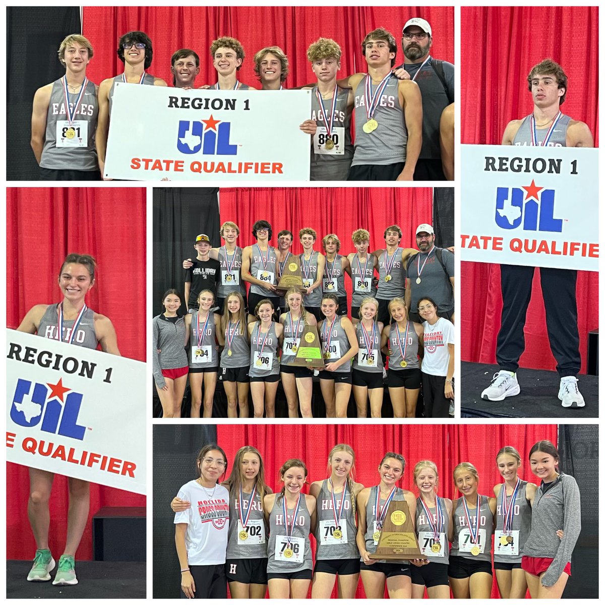 Kyle__Atwood's tweet photo. Two UIL 3A Region 1 Individual Champions @Kenli_Atwood10 on the girls side and Noah Strohman on the boys side.

Two UIL 3A Region 1 Team Championships won today!  

Holliday Eagles Roll On!!!!
@HollidayISD https://t.co/E6Id6IIAGk