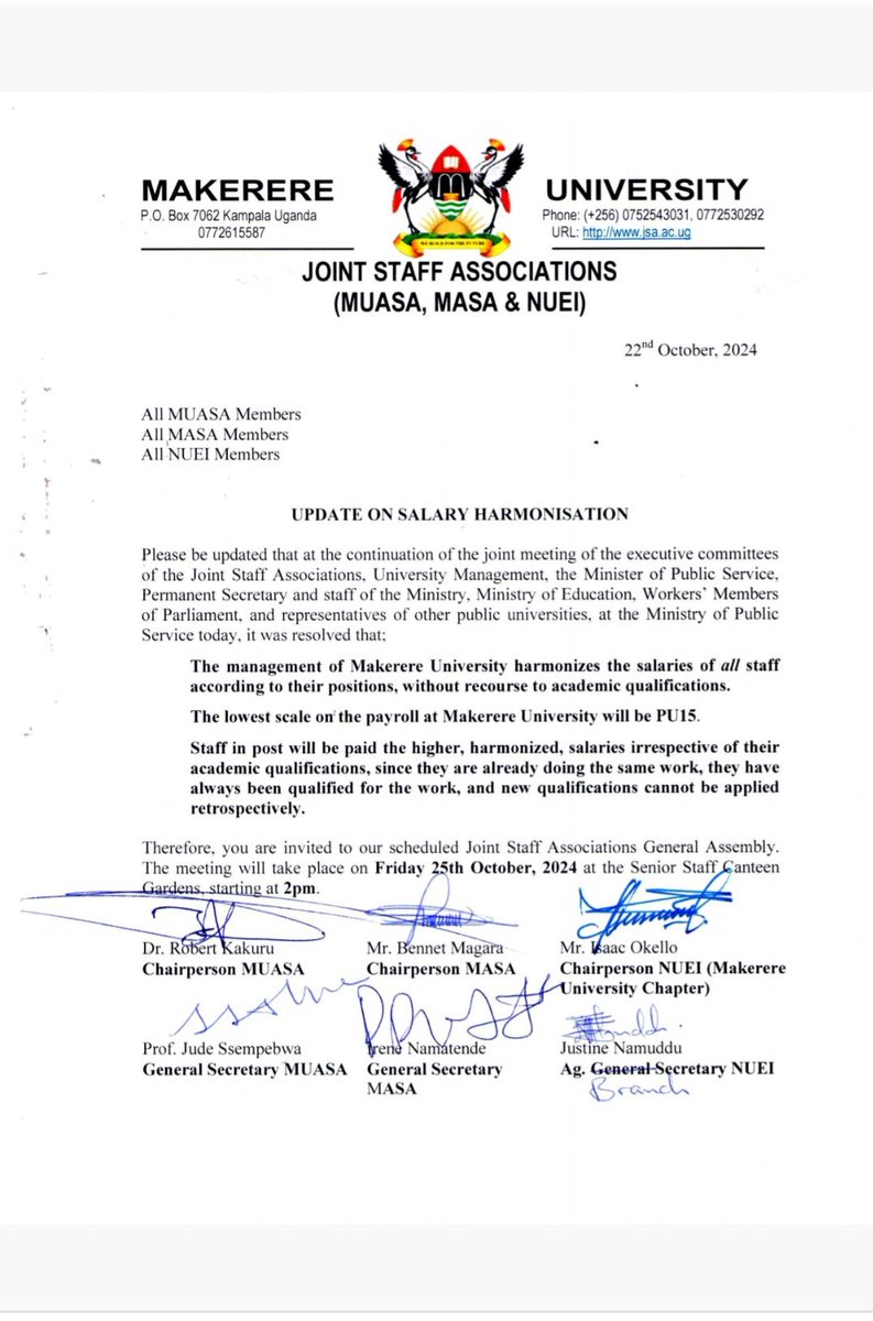 Latest update on salary harmonisation <a href="/Makerere/">Makerere University</a> <a href="/ProfNawangwe/">Barnabas Nawangwe</a>