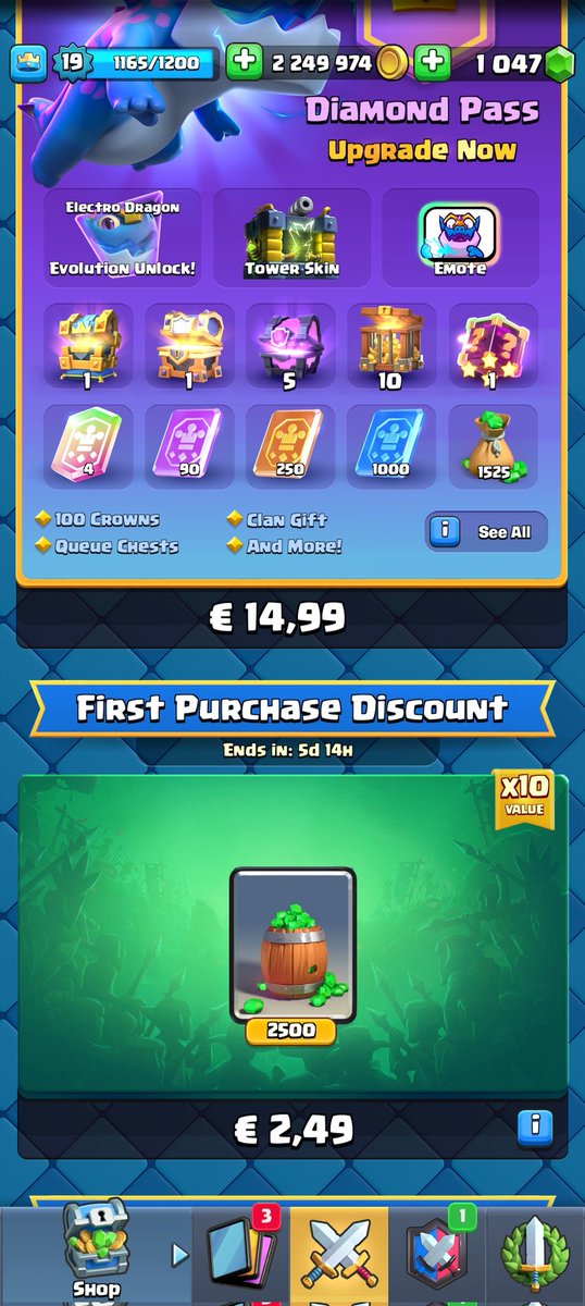 €2,49 for 2500 gems might be the best deal ever