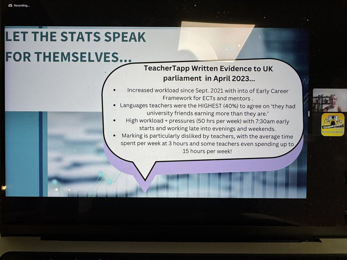 Crista (@cristahazell) on Twitter photo <a href="/SKTowlson/">SeñoraSKT</a> sharing some important #stats from <a href="/TeacherTapp/">Teacher Tapp</a> in tonight’s <a href="/linguascope/">Linguascope</a> webinar #mfltwitterati #mflchat #langchat #edutwitter <a href="/SKTowlson/">SeñoraSKT</a> sharing some important #stats from <a href="/TeacherTapp/">Teacher Tapp</a> in tonight’s <a href="/linguascope/">Linguascope</a> webinar #mfltwitterati #mflchat #langchat #edutwitter
