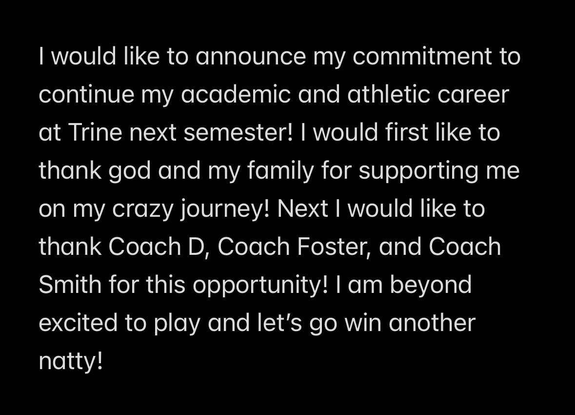 #committed <a href="/TrineAthletics/">Trine Thunder</a> <a href="/CoachD_TUSB/">Don Danklefsen</a> <a href="/CoachFosterTUSB/">Sydnie Foster</a> <a href="/General_TUSB/">Dennis smith</a> <a href="/TrineSoftball/">Don Danklefsen II</a>
