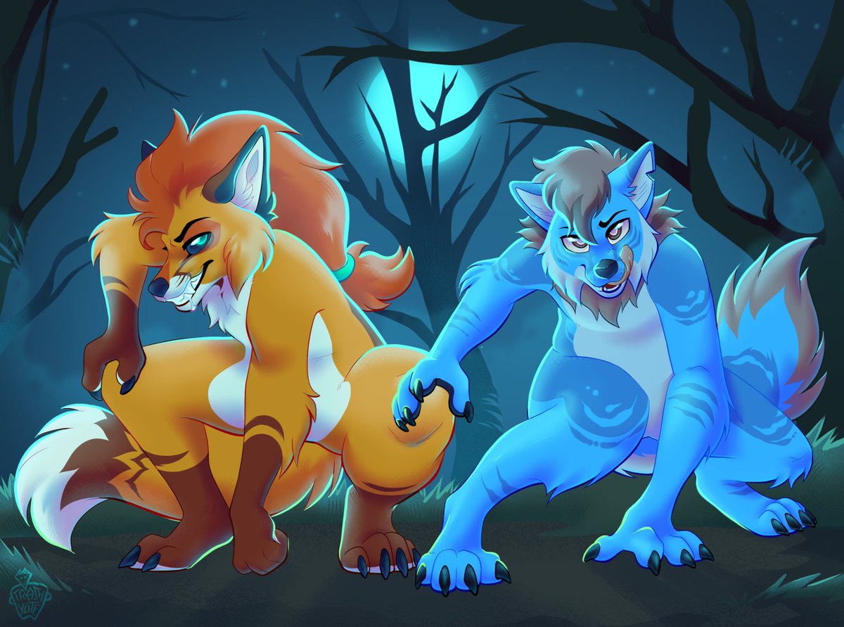 they look hungry, you might want to run... 🐺🌕
finished comm for Blare!