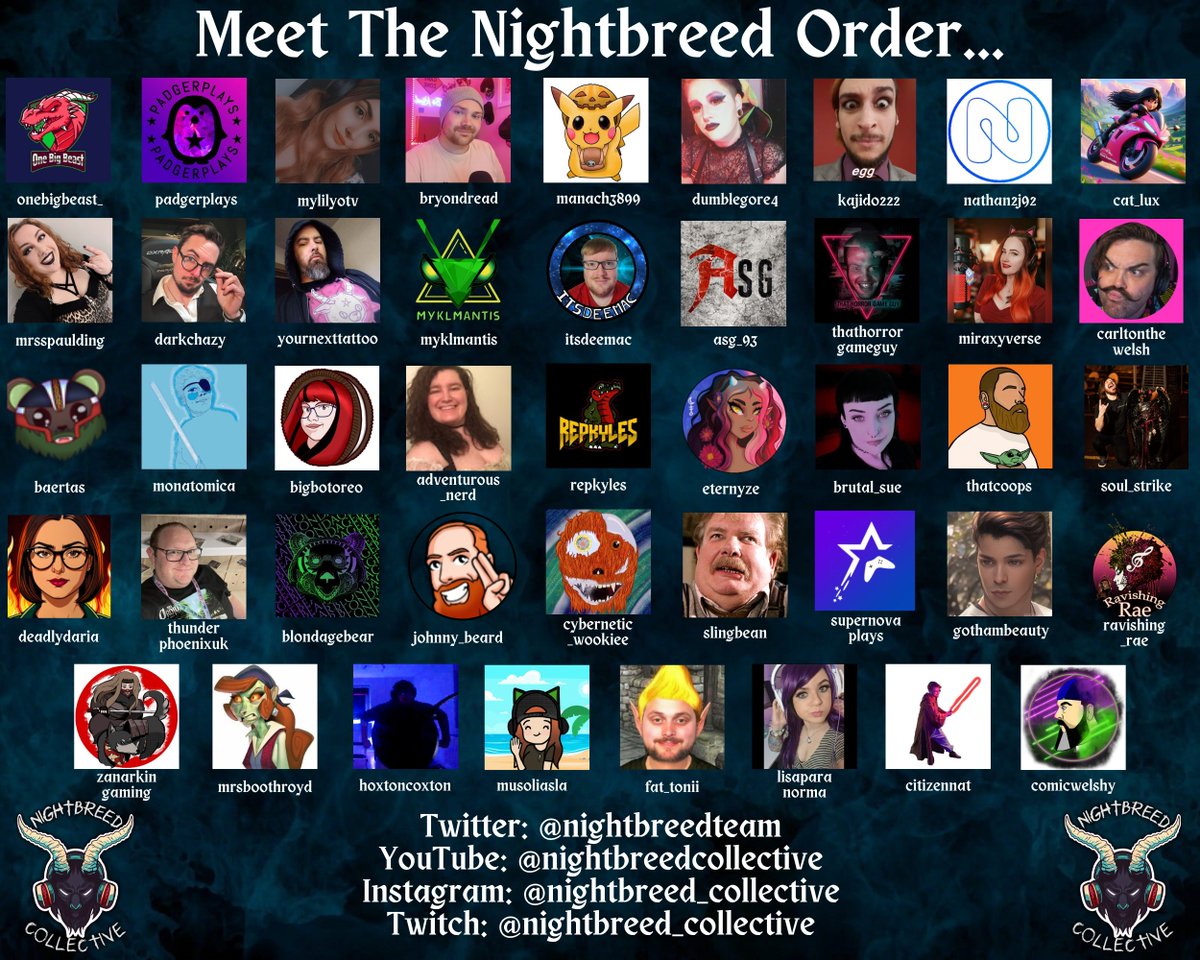 nightbreedteam's tweet photo. We are The Nightbreed Order! An unofficial stream team that puts community first!

We regularly do game and movie nights that are lead by the community and do meetups IRL!

Wanting to join us? Join our Discord! 🧵 (8/8)
https://t.co/mK3hxc55oZ https://t.co/V41Pz3mJPP