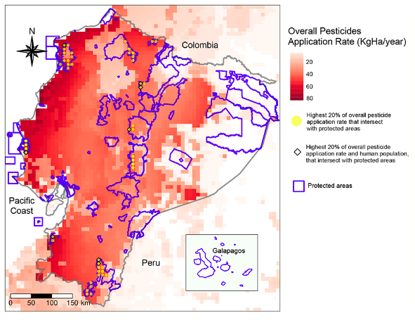 Al respecto, les invito a ver nuestra investigación en donde identificamos un area de 512km2 en el Amazonas Ecuatoriano con alto impacto potencial de pesticidas a la biodiversidad y humanos.

Esta es la nota de prensa en español:
eos.org/editor-highlig…