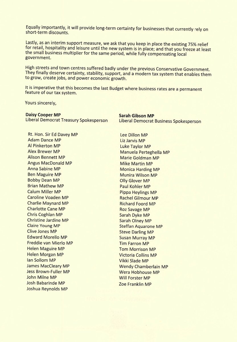 Daisy Cooper MP 🔶 (@libdemdaisy) on Twitter photo The broken business rates system is holding back our #highstreets, and the sticking plaster of rates relief isn’t good enough for small biz wanting to invest in their staff and future.
We <a href="/LibDems/">Liberal Democrats</a> believe this should be the last Budget where biz rates are a permanent feature. The broken business rates system is holding back our #highstreets, and the sticking plaster of rates relief isn’t good enough for small biz wanting to invest in their staff and future.
We <a href="/LibDems/">Liberal Democrats</a> believe this should be the last Budget where biz rates are a permanent feature.