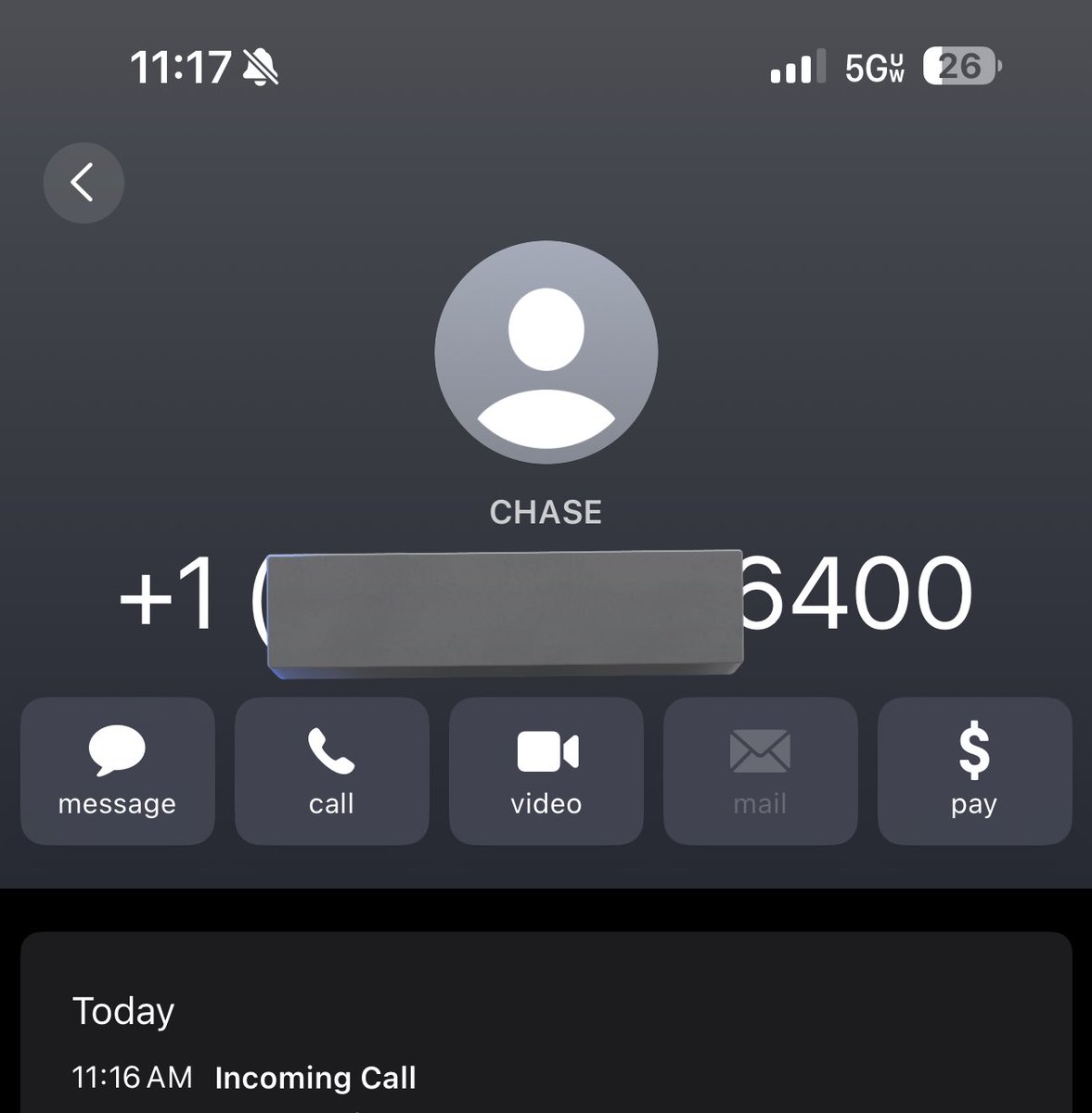 Another day of endless hack attempts, threats, etc. 

Watch out for this new one, called my sister in-law asking for mason crowe pretending to be chase bank. Chase name on number is a new thing for me. After picking up they said hello were with chase bank can you confirm this is