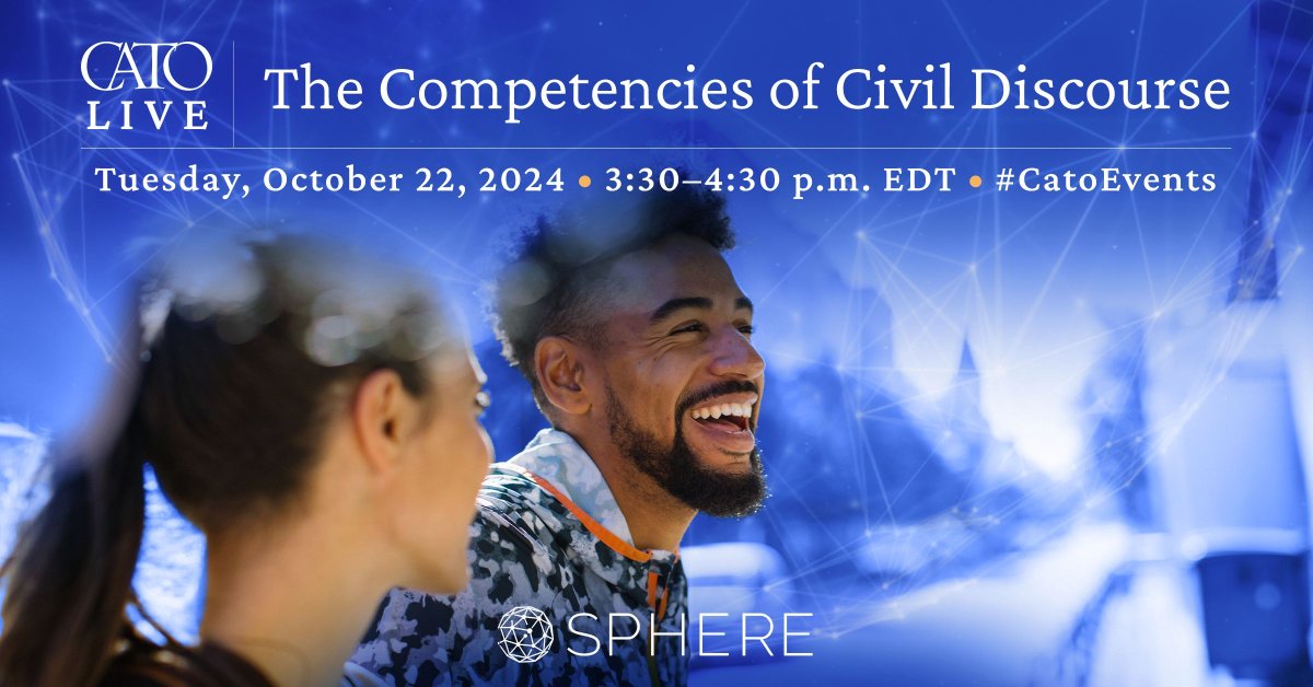 CatoInstitute's tweet image. TODAY: Why does civil discourse matter now more than ever? Join @Rhetors_of_York and @jon_rauch for a deep dive on how we can elevate conversations in today’s polarized society. Details here:
cato.org/events/compete…