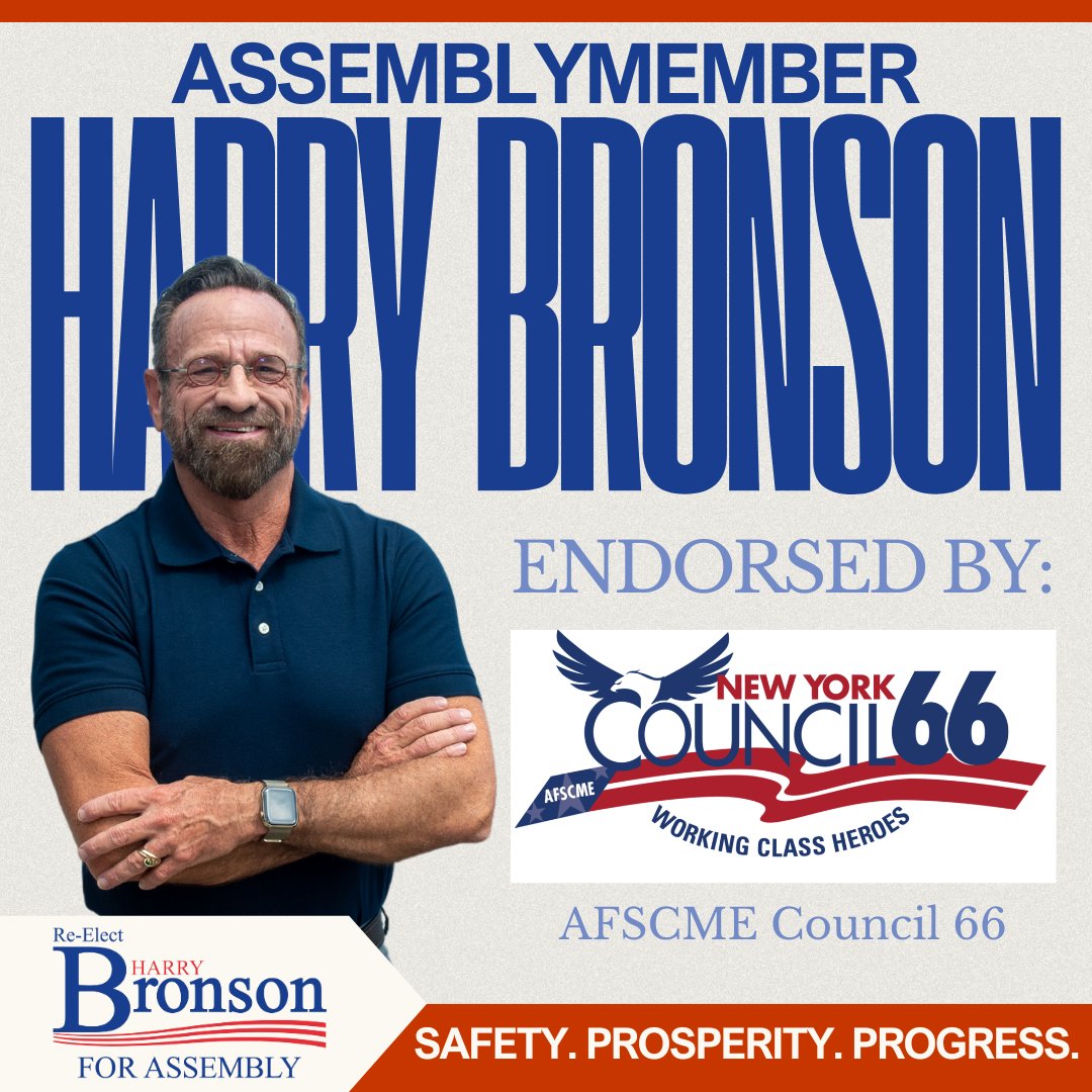 Harry B. Bronson (@harrybbronson) on Twitter photo I am proud to be endorsed by AFSCME Council 66 for my re-election to the NYS Assembly. I work hard to promote policies that support the priorities of the council Fairness, Strength, and Action.
<a href="/afscmecouncil66/">AFSCME - Council 66</a> I am proud to be endorsed by AFSCME Council 66 for my re-election to the NYS Assembly. I work hard to promote policies that support the priorities of the council Fairness, Strength, and Action.
<a href="/afscmecouncil66/">AFSCME - Council 66</a>