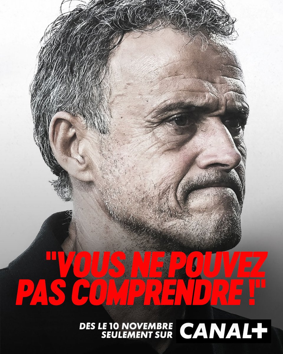 C'est LA série-documentaire dont tout le monde parle, une immersion sans filtre dans le quotidien de l'entraîneur du PSG durant la saison 2023-24, et c'est sur CANAL+ 😎

Luis Enrique - "Vous ne pouvez pas comprendre !" dès le 10 novembre en exclusivité sur CANAL+ 🖥️