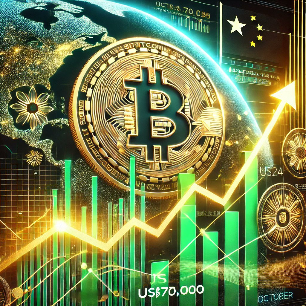 Bitcoin em alta! Em outubro, o BTC ultrapassou os R$ 367 mil e agora está próximo dos US$ 70k, impulsionado pelo plano trilionário da China e o interesse crescente dos investidores.Será que vamos quebrar mais um recorde? Fique de olho! #Bitcoin #Criptomoeda #MercadoCripto #BTC