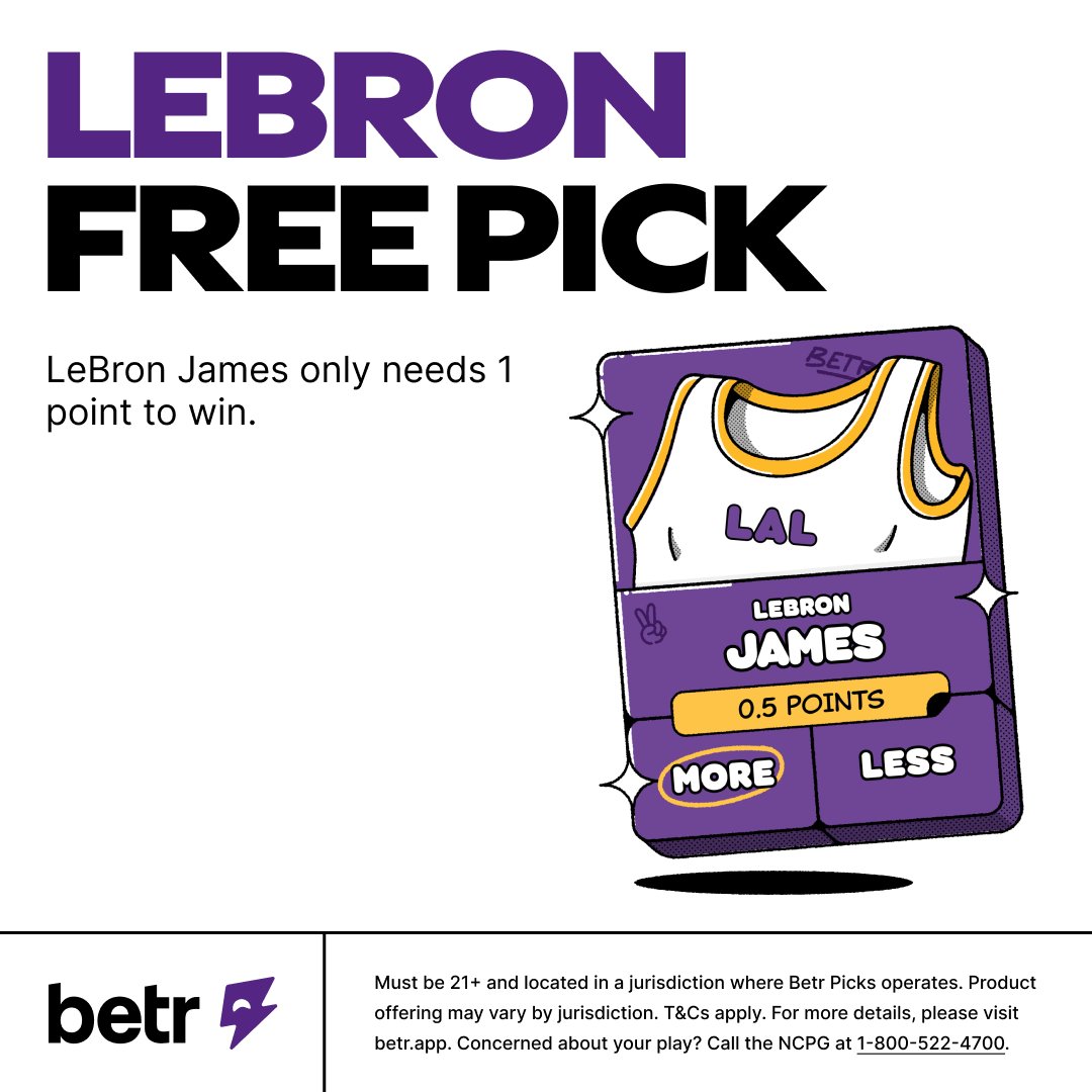 BetrPicks's tweet image. 👑 NBA GIVEAWAY 👑

🎯 To go along with our Lebron Free Pick, we are adding $20 into the pot for every point he scores tonight

⚡️Follow @BetrPicks
⚡️RT this post
⚡️Predict how many points Lebron scores tonight

Correct guesses will win a share of the pot💰

Comment NOW ⬇️⬇️⬇️