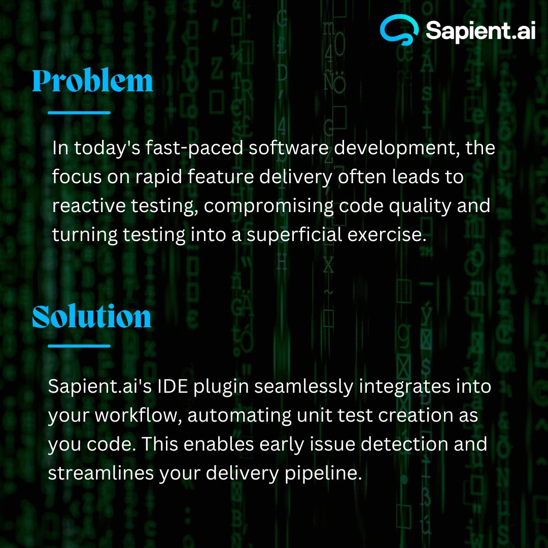 BaseRockAI's tweet image. Striking the Balance: Early Testing + Rapid Development.

Sapient automates unit testing, catching issues early for smoother development &amp;amp; high-quality code.

Elevate your development process :
hubs.li/Q02VmjzC0

#EarlyTesting #SapientAI #QualityAssurance