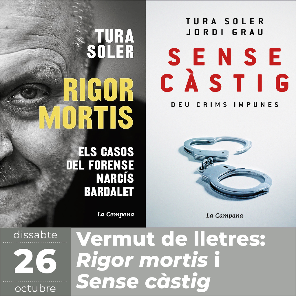 ajcassa's tweet photo. 📣 Vermut de lletres - Rigor mortis: Els casos del forense Narcís Bardalet i Sense Càstig de Tura Soler i Jordi Grau
👉 Amb la participació de Narcís Bardalet, Tura Soler i Jordi Grau, i la moderació de Joan Carles Codolà.
📆 Dissabte 26
🕑 12 h
💰 Gratuït
📌 Les Golfes de Can Trinxeria
➕ INFO 👇 
https://t.co/Dp5TbS2Osx i a l'APP 📲 CassàConnecta 
#AgendaCassà