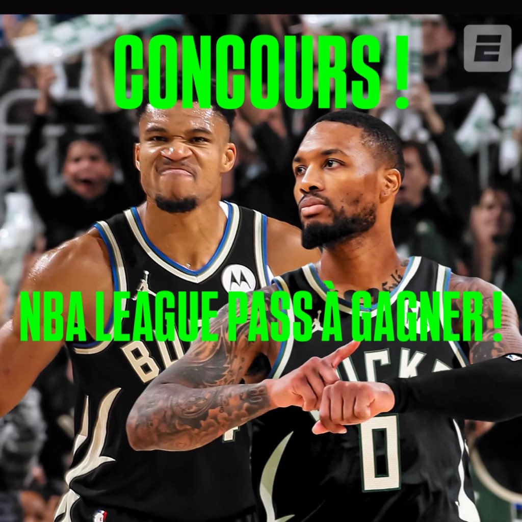 𝘽𝙪𝙘𝙠𝙨 𝙎𝙥𝙞𝙧𝙞𝙩 𝙁𝙧𝙖𝙣𝙘𝙚 🦌🇫🇷 (@bucksspiritfr) on Twitter photo 🎁CONCOURS ! NBA LEAGUE PASS 🏀
Pour mettre bien l’un d’entre vous je mets en jeu un NBA League Pass pour la prochaine saison ! 🔥
Pour participer :
• Follow <a href="/BucksSpiritFr/">𝘽𝙪𝙘𝙠𝙨 𝙎𝙥𝙞𝙧𝙞𝙩 𝙁𝙧𝙖𝙣𝙘𝙚 🦌🇫🇷</a>
• Like et RT le post
• Mettre ton gif préfère des Bucks en commentaire ou RT cité ! 🎁CONCOURS ! NBA LEAGUE PASS 🏀
Pour mettre bien l’un d’entre vous je mets en jeu un NBA League Pass pour la prochaine saison ! 🔥
Pour participer :
• Follow <a href="/BucksSpiritFr/">𝘽𝙪𝙘𝙠𝙨 𝙎𝙥𝙞𝙧𝙞𝙩 𝙁𝙧𝙖𝙣𝙘𝙚 🦌🇫🇷</a>
• Like et RT le post
• Mettre ton gif préfère des Bucks en commentaire ou RT cité !
