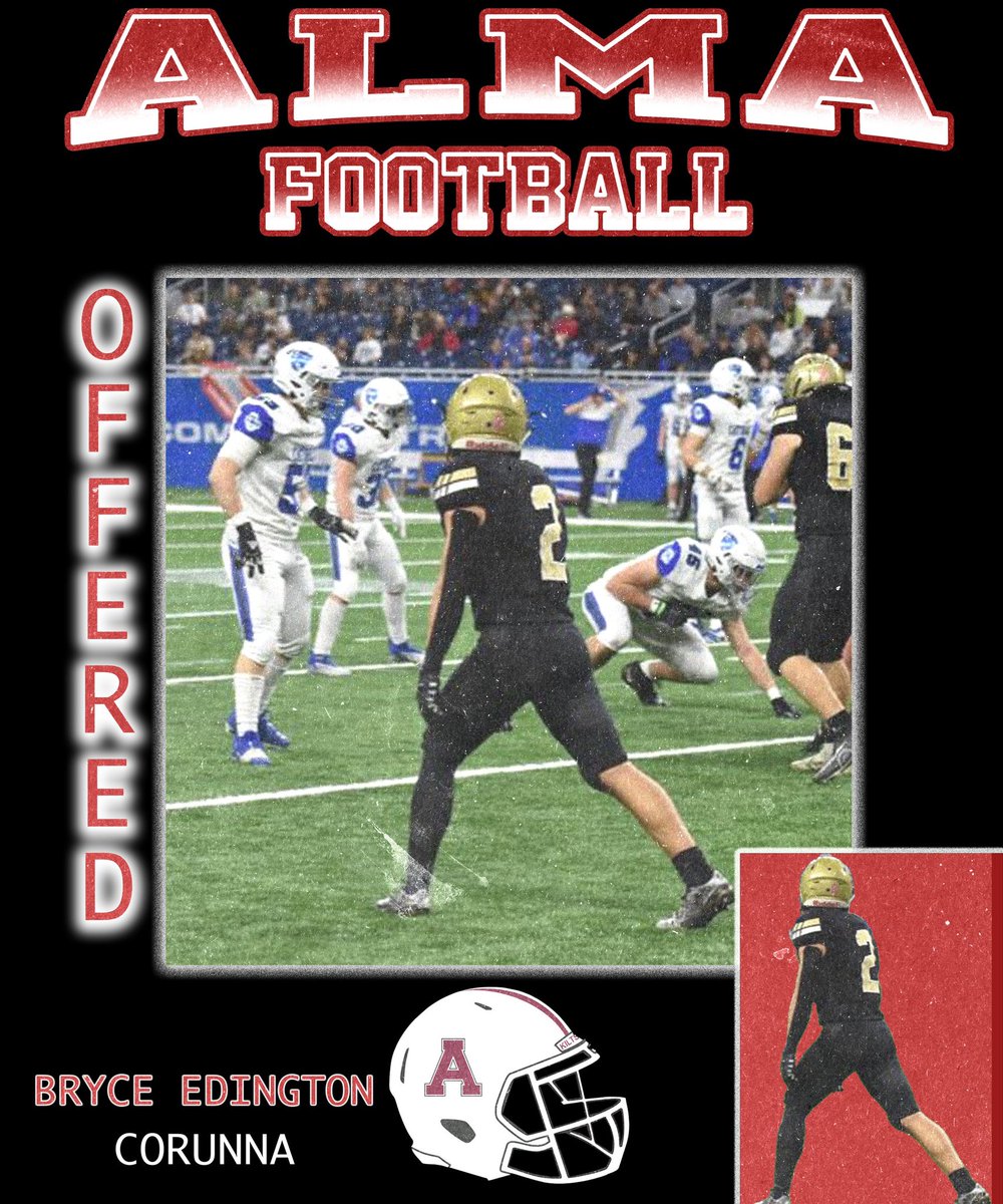 Bryce Edington (@edington_bryce) on Twitter photo Had a great conversation with <a href="/Coach_OGara/">Cooper O’Gara</a>, and I am excited to say I have received an offer to play at Alma College!!
<a href="/CoachCouchAlma/">Jason Couch</a>
<a href="/CorunnaCavsFB/">Corunna Football</a>
<a href="/475Training/">Elite Training</a>
<a href="/PrepRedzoneMI/">Prep Redzone Michigan</a>
<a href="/MichFBFrenzy/">Michigan Prep Frenzy</a> Had a great conversation with <a href="/Coach_OGara/">Cooper O’Gara</a>, and I am excited to say I have received an offer to play at Alma College!!
<a href="/CoachCouchAlma/">Jason Couch</a>
<a href="/CorunnaCavsFB/">Corunna Football</a>
<a href="/475Training/">Elite Training</a>
<a href="/PrepRedzoneMI/">Prep Redzone Michigan</a>
<a href="/MichFBFrenzy/">Michigan Prep Frenzy</a>