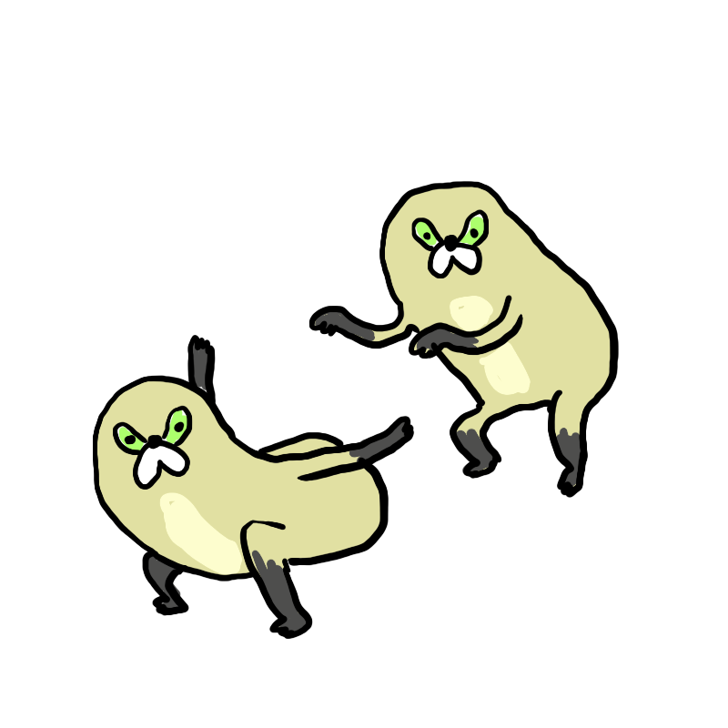 「おんぶか力比べかを迷うムジーナ 」|くまみねのイラスト