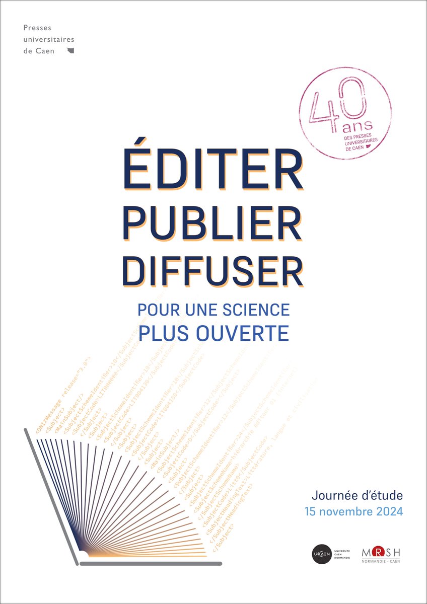 PUC - Presses universitaires de Caen (@puc_ed) on Twitter photo #40ansPUC | 🔍Un rendez-vous sur l’évolution de l’édition vers la science ouverte !
🚨 Le programme de notre journée d'étude est en ligne ➡️cutt.ly/NeDsAbH1
🗓️ 15 novembre 2024 <a href="/MrshCaen/">MRSH Caen</a> - Salle des actes
#Édition #Diffusion #OpenAccess
<a href="/Universite_Caen/">Université de Caen Normandie</a> <a href="/Lamri_ADOUI/">Lamri ADOUI</a> #40ansPUC | 🔍Un rendez-vous sur l’évolution de l’édition vers la science ouverte !
🚨 Le programme de notre journée d'étude est en ligne ➡️cutt.ly/NeDsAbH1
🗓️ 15 novembre 2024 <a href="/MrshCaen/">MRSH Caen</a> - Salle des actes
#Édition #Diffusion #OpenAccess
<a href="/Universite_Caen/">Université de Caen Normandie</a> <a href="/Lamri_ADOUI/">Lamri ADOUI</a>