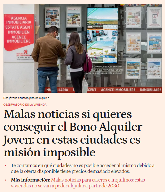 JovenesCCOO's tweet photo. 🚨 Los alquileres inferiores a 600€ representan sólo el 6% de las viviendas en alquiler.

Los inferiores a 900€, un 31% del total (1,2% en Barcelona, 6% en Madrid).

‼️ Es casi imposible obtener el Bono Joven de Alquiler: choca con la realidad.

👇
https://t.co/y4ZMN2CjlM https://t.co/ahobTgwejQ