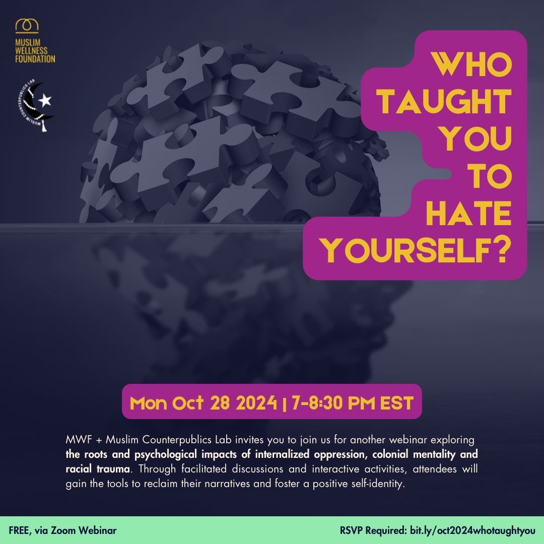 FREE Internalized Oppression workshop!
Next Mon 10/28 6pCT/7pET.
RSVP required: bit.ly/oct2024whotaug…