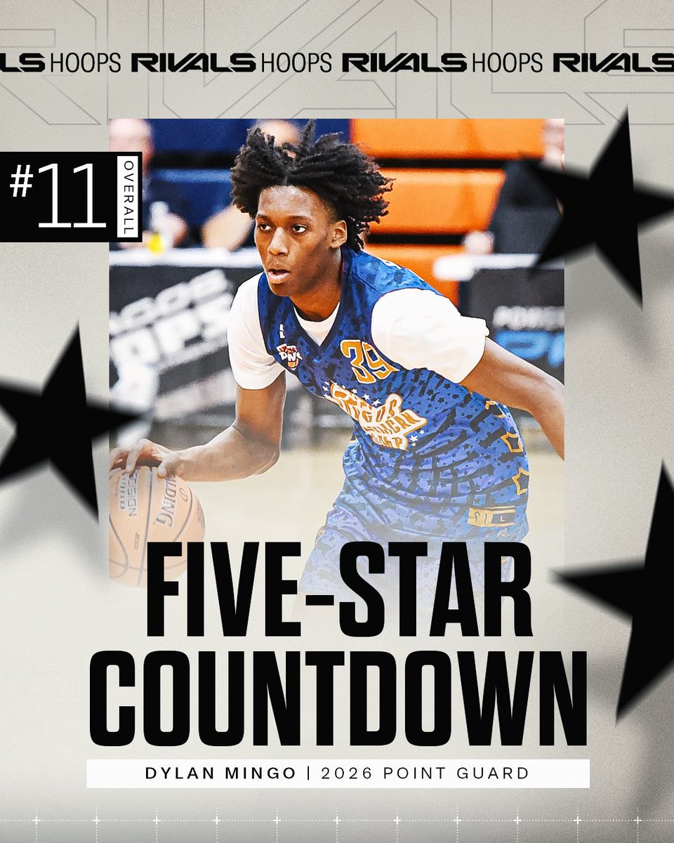 <a href="/__kaydenallen__/">Kayden D. Allen🏀</a> <a href="/Cassidy_Rob/">Rob Cassidy</a> <a href="/JasonNCJordan/">Jason Jordan</a> <a href="/RivalsHoops/">Rivals Hoops</a> No. 11: Dylan Mingo | 5⭐️ PG

See the FULL list of updating FIVE-STARS here ⬇️

bit.ly/3YwQJE1