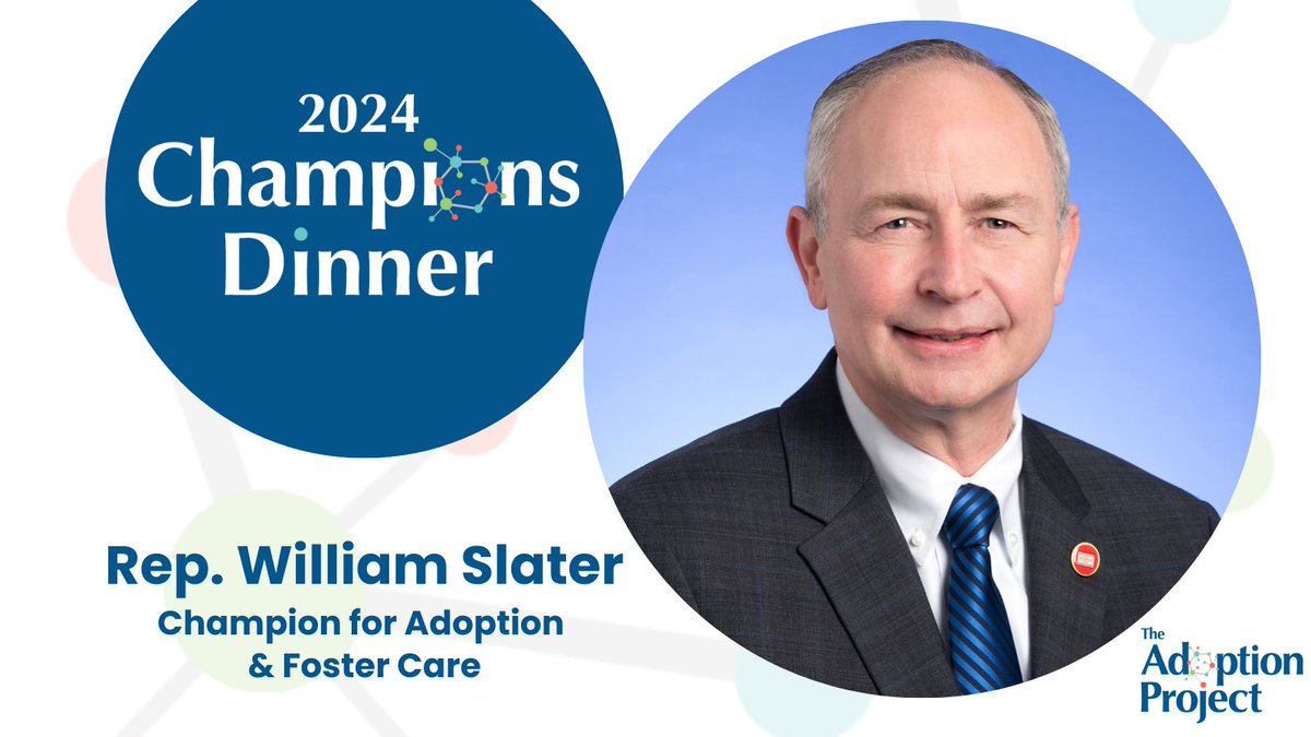 Rep. William Slater’s passion for helping children and families is personal as a grandparent through #adoption. In the TN General Assembly, Rep. Slater has carried many bills to improve the lives of children and families. We honor him as a Champion for Adoption &amp; Foster Care.