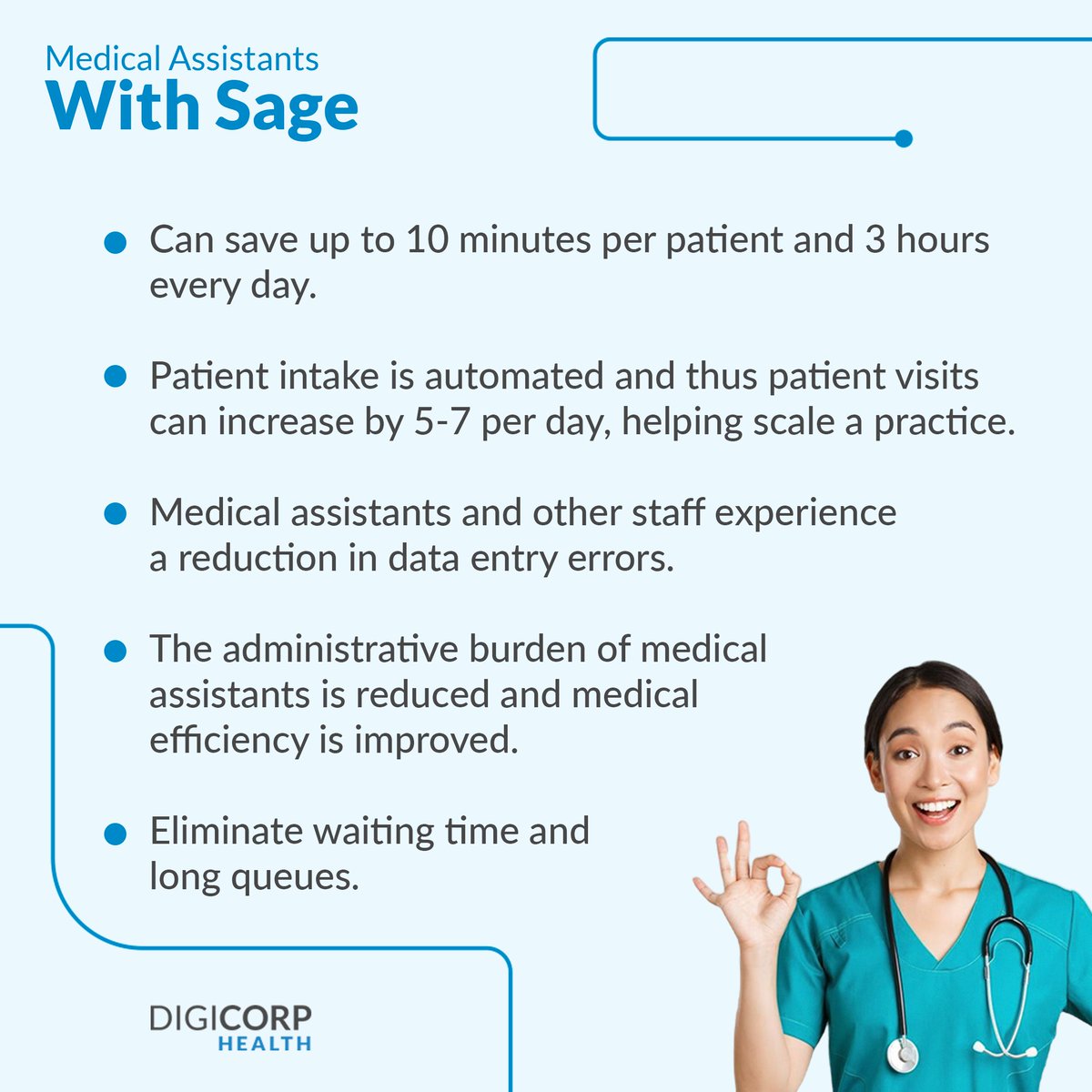 digicorp's tweet image. Celebrating #MedicalAssistantsWeek by Easing the Burden on Our Healthcare Heroes!

Discover how Sage can reduce administrative strain and enhance productivity. Learn more here: digi-corp.com/sage/ and Schedule a Demo today!

#AIpoweredVirtualAssistants #Digicorp #DigicorpSage