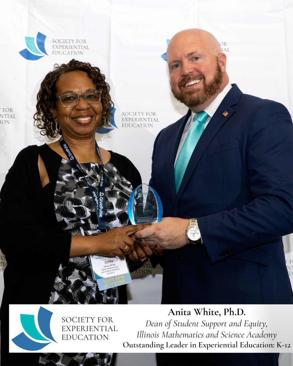 Congratulations to Anita White, Ph.D. who was recognized with Outstanding Leader in Experiential Education: K-12 Award during the Society for Experiential Education Annual Conference.
