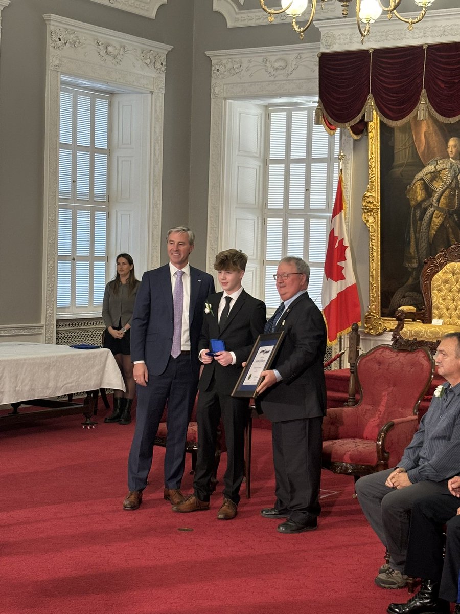 NS_Justice's tweet image. On March 6, 2023, Alex Munroe fearlessly fended off a dog that was attacking his mother and brother, saving his family from a potentially fatal attack #NSMedalofBravery