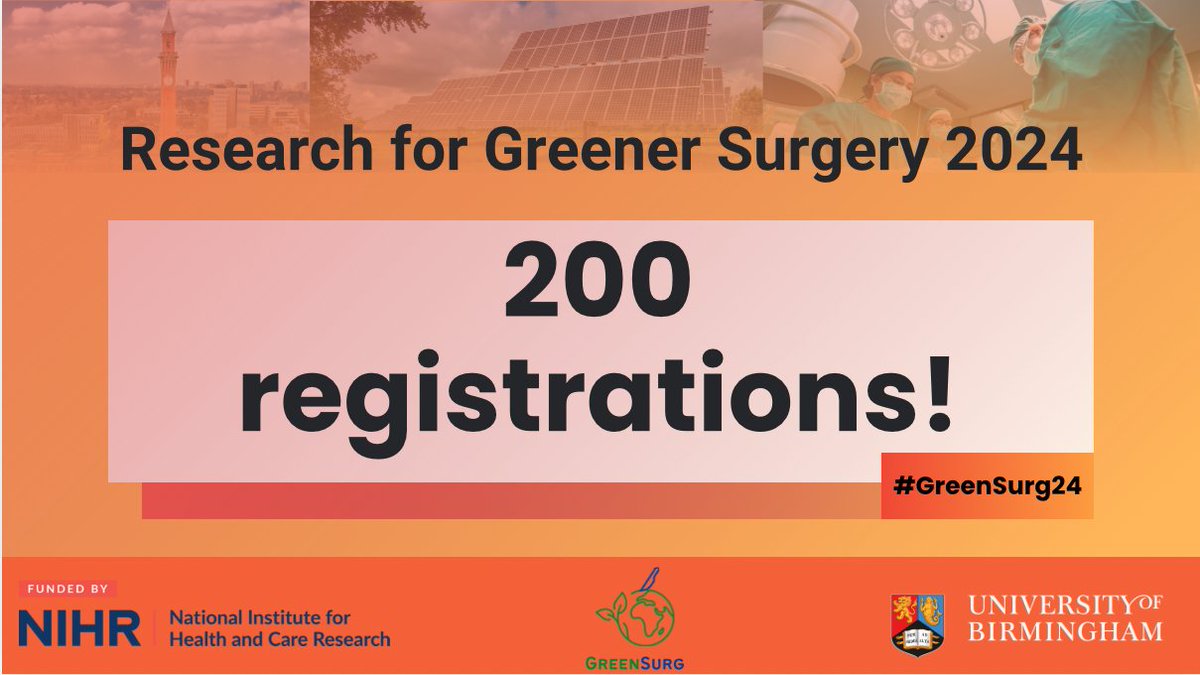 2⃣0⃣0⃣ registrations 🥳🥳🥳

We are so excited to see you all in Birmingham!!
No ticket? No problem! Plenty still available on tinyurl.com/GreenSurg24 🎟️

Abstract deadline fast approaching - 25th of October! Submit your abstract here forms.gle/Z6x76Wmpy2zXSR…