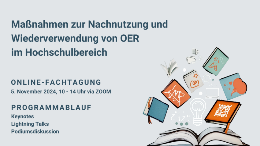 Am 5. 11.2024 findet von 10-14 Uhr die Online-Fachtagung "Maßnahmen für eine stärkere Nachnutzung und Wiederverwendung von OER im Hochschulbereich" statt. 
Veranstalter sind twillo, MMKH &amp; KNOER. Die Teilnahme ist kostenfrei, eine Anmeldung erforderlich: mmkh.de/digitale-lehre…