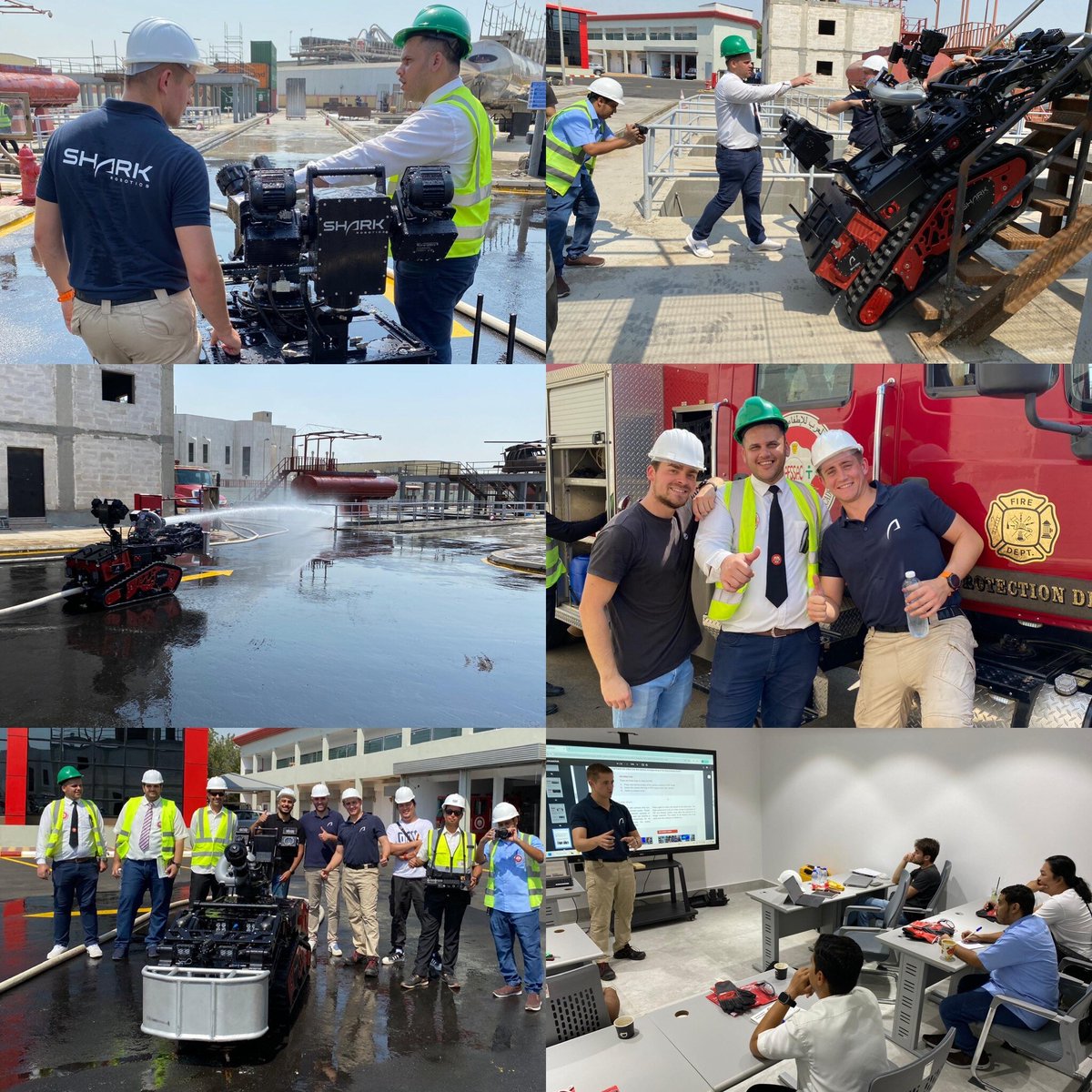 #OntheField 🌍 | This week, Shark Robotics teams are in Saudi Arabia 🇸🇦 with our Colossus robot at the Arab Fire, Safety and Security Academy - AFSSAC  ! 🦾🔥