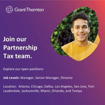 mmalarkey's tweet photo. Ready to take the next step in your career? @GrantThorntonUS is here to help you achieve your goals. Explore the partnership tax roles and apply today.… https://t.co/GziKhTZMRc https://t.co/fGZgo3YfAj