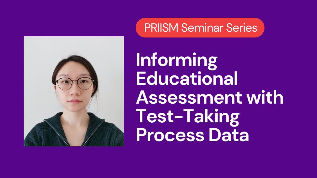 NYU PRIISM Center (@nyu_priism) on Twitter photo Susu Zhang joined us last week at our PRIISM seminar to show us how to incorporate behavioral and response process data into measurement models for item responses.
Watch the recording ➡️ youtu.be/rcUSoYQwsV0 Susu Zhang joined us last week at our PRIISM seminar to show us how to incorporate behavioral and response process data into measurement models for item responses.
Watch the recording ➡️ youtu.be/rcUSoYQwsV0
